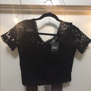 Black lace crop too